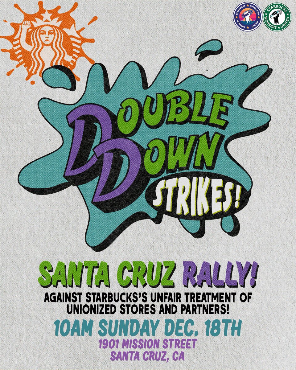 Day #3 of the LARGEST STRIKE IN STARBUCKS HISTORY will go out with a bang! Join us!
#DoubleDayStrike