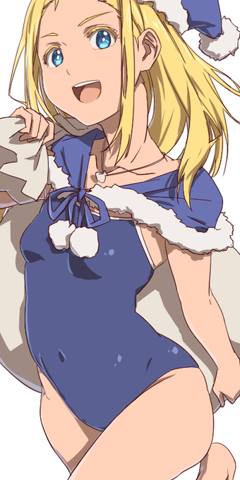 #サマータイムレンダ 潮の終始スク水ってのはアイデア賞ですよ。青サンタってのがあるなら潮サンタもある 