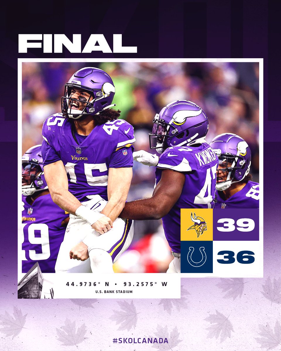 VikingsCanada's tweet photo. GREG JOSEPH FOR THE WIN!
GREATEST COMEBACK IN NFL HISTORY!
NFC NORTH CHAMPIONS! https://t.co/o3GPtxdgo4