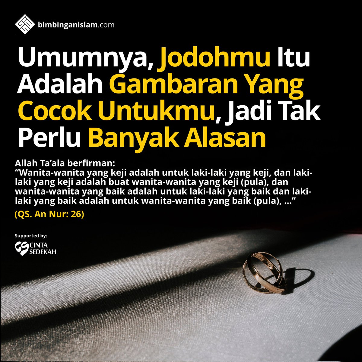 bimbingan_islam's tweet photo. Umumnya, Jodohmu Itu Adalah Gambaran Yang Cocok Untukmu, Jadi Tak Perlu Banyak Alasan . . .

__________________
https://t.co/sQ7FFy6rYd | Follow IG, FB, TWT, TG, YT : Bimbingan Islam https://t.co/jXkdwAD9ct