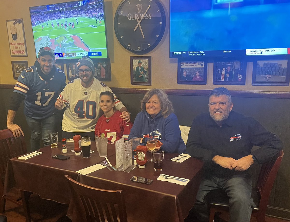 BillBrazill's tweet photo. A little dinner before Buffalo Bills kickoff. Weather is frightful. Snowing like crazy. Put the Dolphins on ICE!!!! GO BILLS!!!! https://t.co/3dhcMvTJed