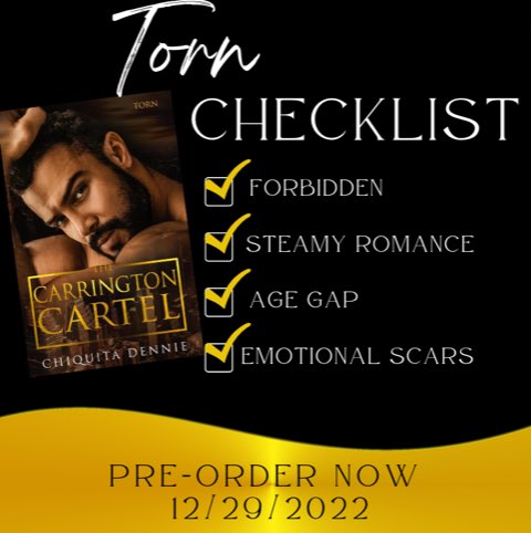 When a cartel princess breaks a longstanding promise – her life isn’t the only one in danger.

Note: Torn will be live in KU for a limited time, then wide on all platforms. amazon.com/dp/B0BK5J3996?… #mafiaromancereads #romancereaders