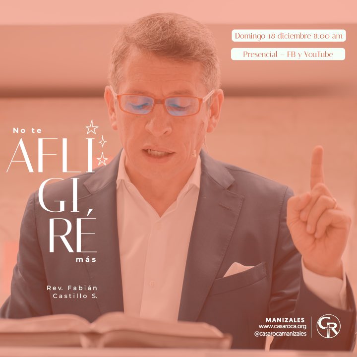 CasaRocaMzl's tweet photo. Se cumplirá al pie de la letra | Servicio Domingo | 😅 “No te afligiré más” 18 Diciembre 2022 | Ps. Fabián Castillo S.
#casarocanopara #2022volveraDios #aflicción #favordedios #opresión #yugo #atadura #bendicion #solucion #alivio #tranquilidad #descanso #victoria https://t.co/wNXXI1CaF1