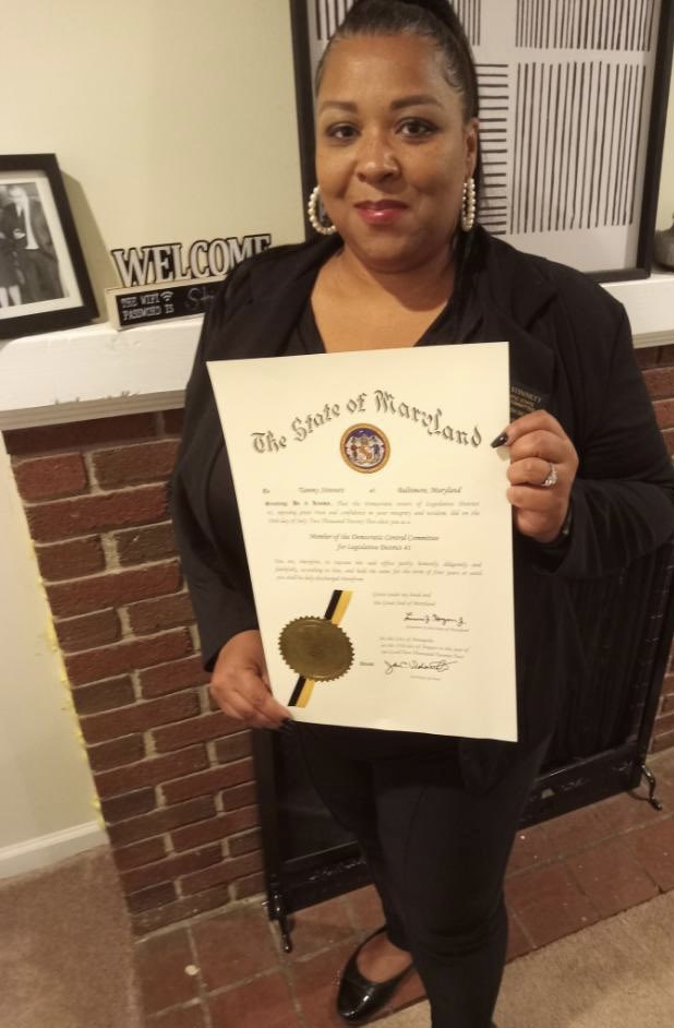 Stinnett_41st's tweet photo. Earlier today, Tamara was sworn-in for her second term as a member of the 41st District Democratic State Central Committee and her first year as the Chairperson for the Baltimore City Democratic State Central Committee. 

Congratulations and good luck!!

#BCDSCC #District41 https://t.co/AzB4oWQbNQ