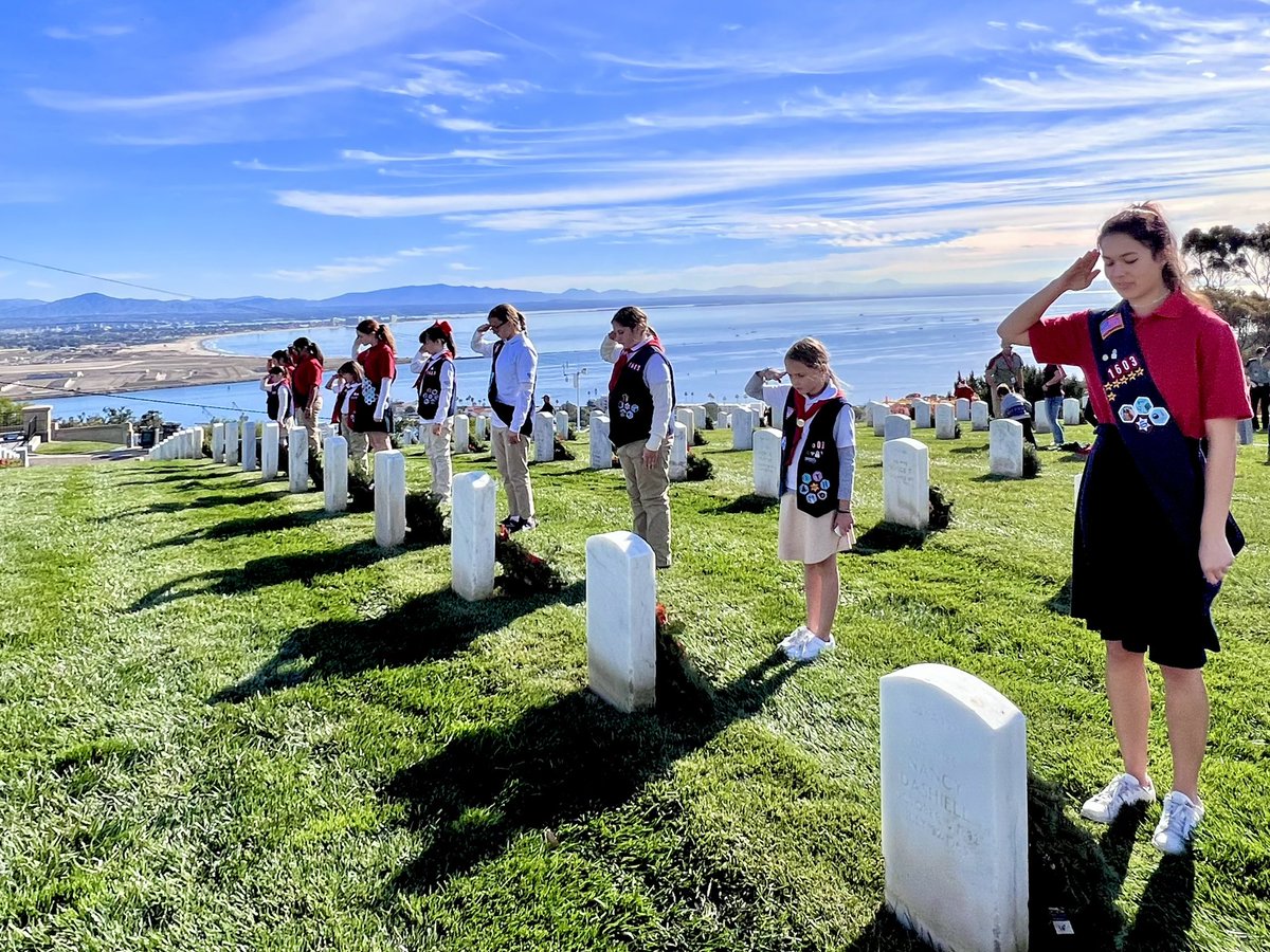 AHGCa1603's tweet photo. It is always a blessing to โserve God and our countryโ in honor of our military. We returned to Ft. Rosecrans to present the colors with @TrailLifeUSA CA3723 and wreaths @WreathsAcross during the annual Wreaths Across America Ceremony. @CRBaptistChurch @ChrisChadwickSD #marclee https://t.co/idBfKzKaQ5