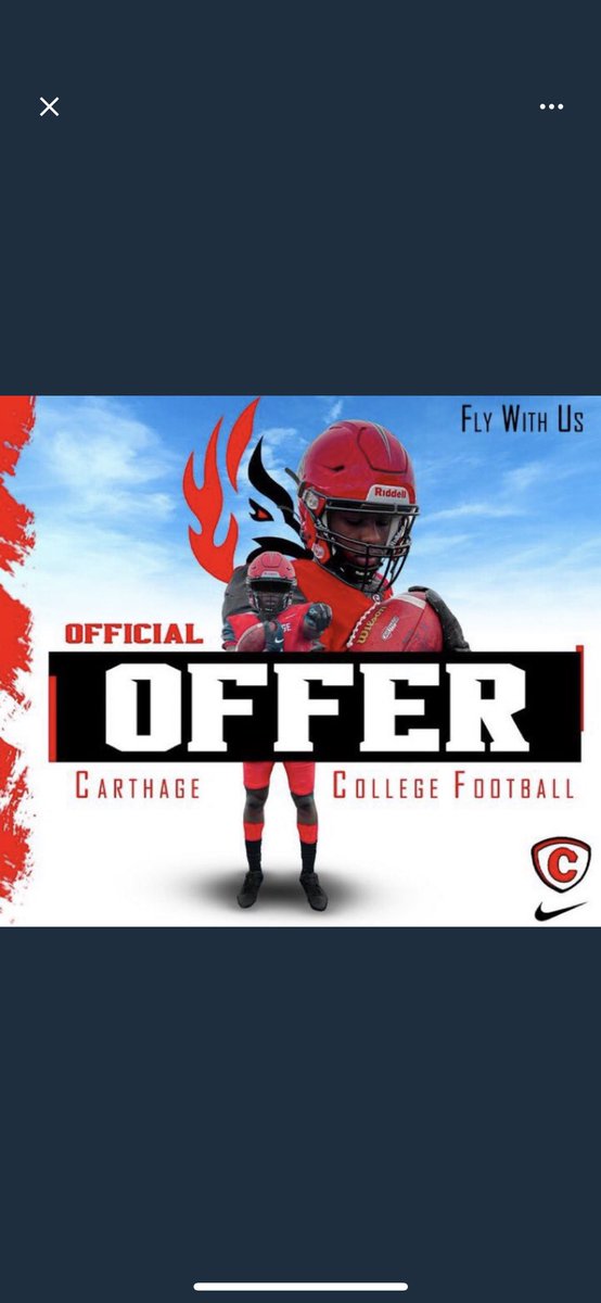 After many great conversations with <a href="/CoachDustinHass/">Dustin Hass</a> I am blessed to say I’ve received my second offer to <a href="/Carthage_FB/">Carthage Football</a> #GoFireBirds