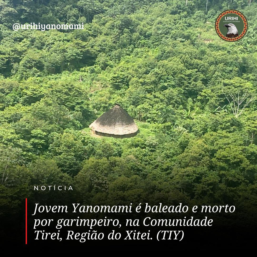 Hoje (17/12) fomos informados que nesta madrugada, garimpeiros atacaram os Yanomami na Comunidade do Tirei, mais precisamente na Pista Leite, ocasionando a morte de um jovem Yanomami, por arma de fogo. 
O jovem que foi a óbito pertencia a Região do Haxiu.