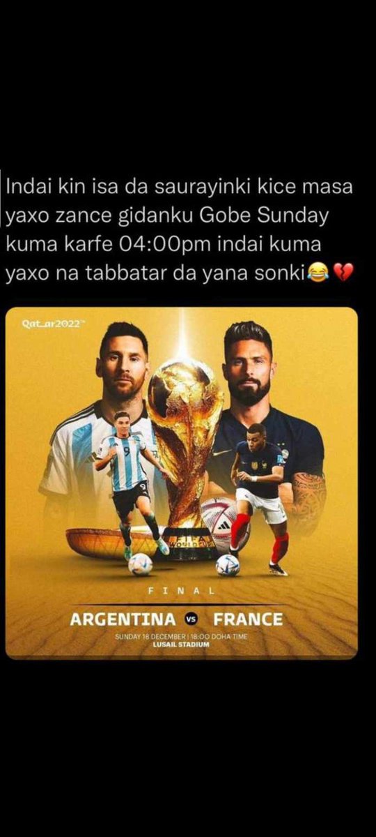 NMaskarh's tweet photo. Idan har Baki iya hashi kallon Final ba to Yan Mata kijaaa please 🙏 ki rungumii sorry, domin kua ⚽ enda kikee rainawa tafikii girma a gurinshi 😂😂😂 https://t.co/DFG9QwweSe