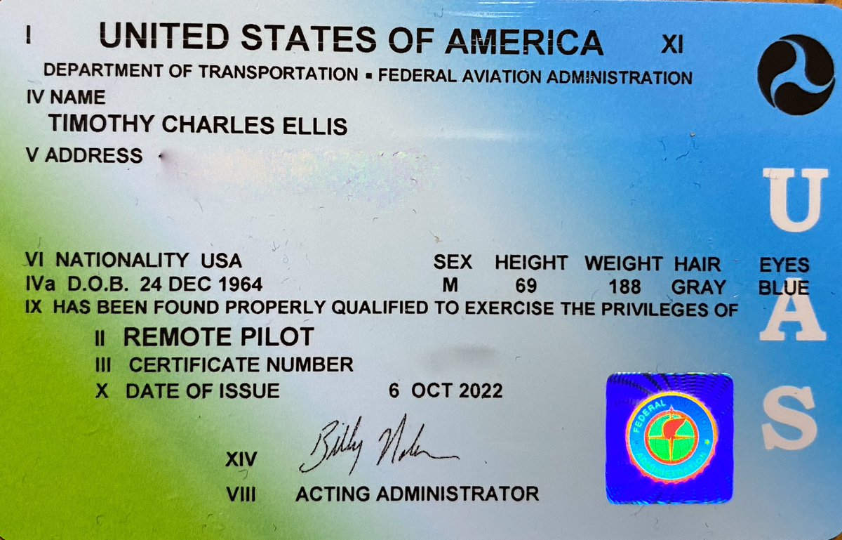 TimEllis6422's tweet photo. Feels more real when you get this in the mail! #remotepilot #part107certified #faa #pilotinstitute #legit #flyinglegit https://t.co/NhtwAZ2ggw