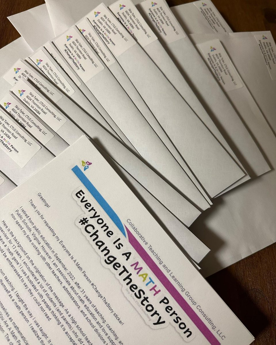 Oh boy! Made a visit to the post office to send out about 250 #ChangeTheStory stickers. I can’t wait to see where they end up being placed along with hearing how math teachers are going to #ChangeTheStory and help our students believe that #EveryoneIsAMathPerson!