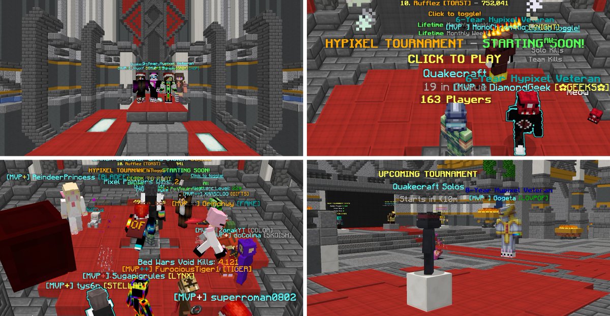 RufflezHypixel's tweet image. Throwback to 1yr ago (Dec 17) when--after a wonderful week of hype, preparation, milestones, and celebrations--the 2nd Quake Tourney officially began on the @HypixelNetwork 🎉 It was amazing! TYSM! ❤️ #ILoveQuake