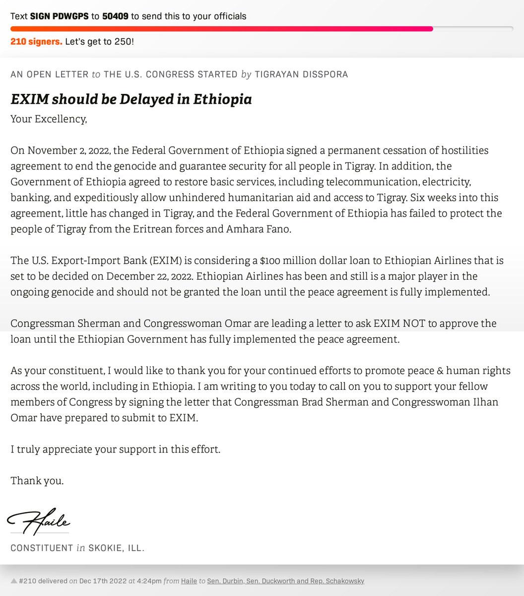 openletterbot's tweet photo. 🖋 Sign “Tigray: Need for Actions Genocide Necessitates” and I’ll deliver a copy to your officials: https://t.co/xoC8r8haHb

📨 No. 210 is from Yal to  #DC98 #dcision20 #TigrayGenocide #HR6600 https://t.co/0leDxlV4SI