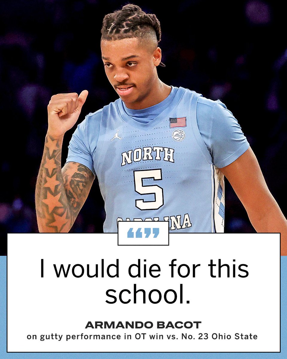 Armando Bacot left it all on the court 💙 <a href="/UNC_Basketball/">Carolina Basketball</a> 

28 Pts 
15 Reb