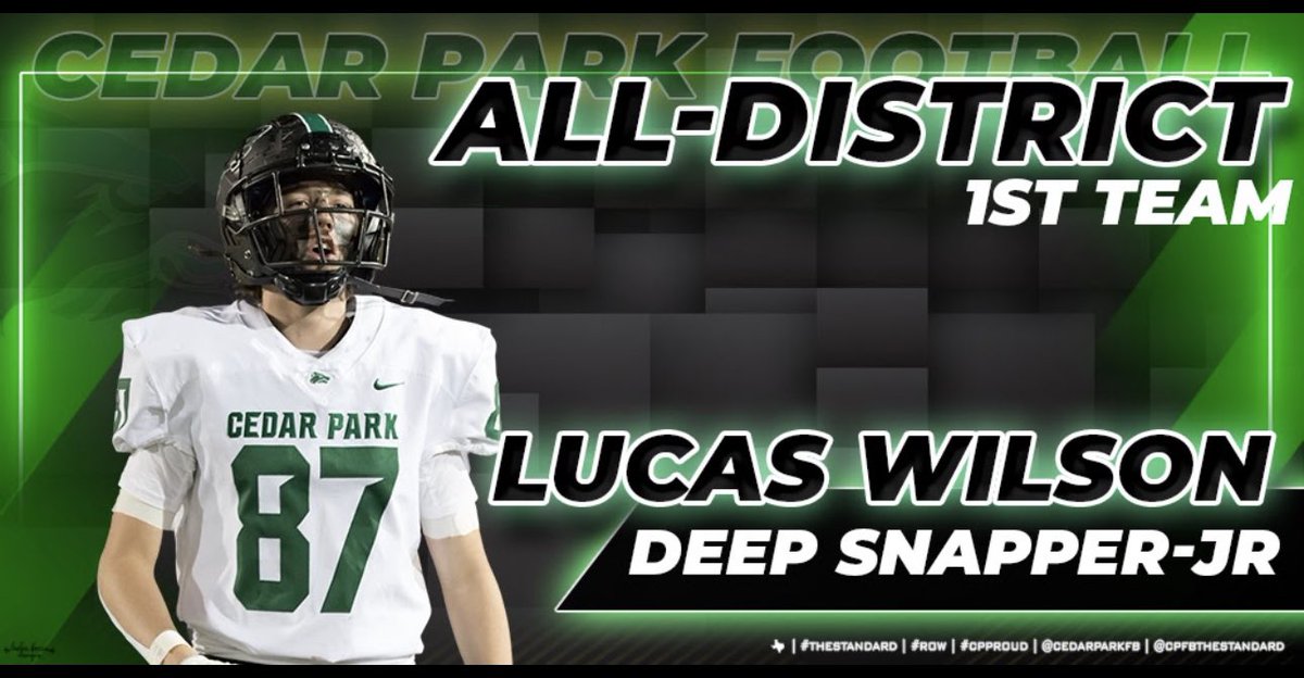 Coach Q (@coachqcpproud) on Twitter photo Big time snapper <a href="/DeuceWilson32/">Lucas Wilson</a> getting the 11-5A honor! #OneStandard #CPProud <a href="/CedarParkFB/">Cedar Park Football Booster Club</a> Big time snapper <a href="/DeuceWilson32/">Lucas Wilson</a> getting the 11-5A honor! #OneStandard #CPProud <a href="/CedarParkFB/">Cedar Park Football Booster Club</a>