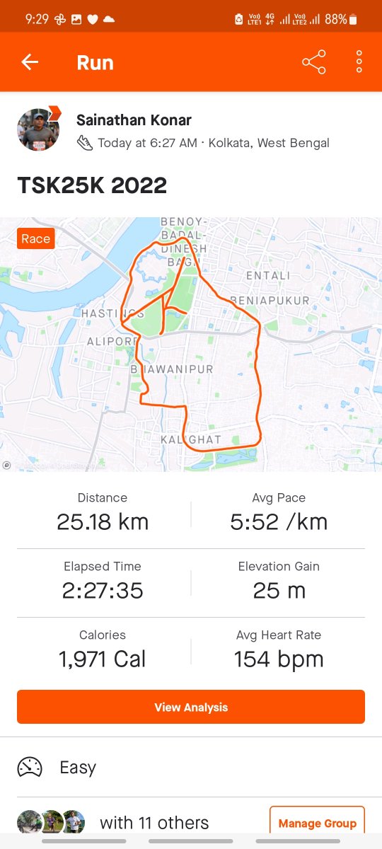 sai9701's tweet photo. Superb run at #TSK25 .. Climate was perfect.. Rocket X went in blazing all the while and I was trying to hold back. Ended achieving unexpected multiple PR .. under 2 hr HM missed .. but then this was supposed to be training long run for TMM ๐ https://t.co/3KOUOj9om2