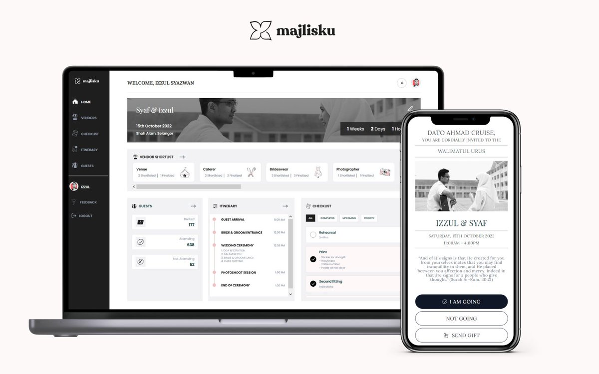 theizzulsyazwan's tweet photo. Kalau korang pening nak utamakan tetamu untuk RSVP ke majlis kahwin, nikah or sanding sebab limited pax, 

My brother and I ada launch web-app Majlisku utk senangkan benda ni.

Yes, it's free. RT utk selamatkan jiwa pengantin.👇 https://t.co/y85ZxA6IDb