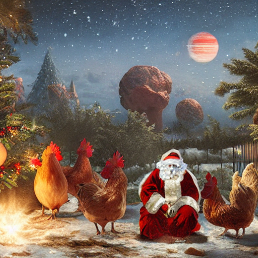 PlayACF's tweet photo. Who says Santa only plays with reindeer? Get ready for some out-of-this-world chicken fun on @PlayACF 

Join Santa and hatch your very own chicken today! 

Play now and join Santa and his feathered friends on the farm. 🎮🐔🐔🐥🐥🚀👇

#Web3Game #AlienChickenFarm #ACF #Solana https://t.co/U11p0eteAa