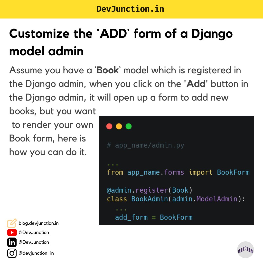 mnamegaurav's tweet image. Django Admin Tip Day 15:
#django #djangotricks #djangotips #djangodeveloper #webdevelopment #webdeveloper #softwaredeveloper #python #pythonprogramming #pythondeveloper