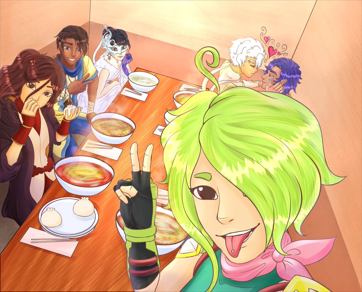 MyalisRey's tweet image. A RWBY OC hangout with: Aorta-deviantart.com/bloodyrosalia Gin-@ RosePetal#2792 Freya-@Jamj4rs &amp;amp; Mimi- @namunomi alongside my OCs Akari &amp;amp; Mihiro. An art inspired by @PhoenixNight7’s RWBY OC tournament. #RWBYfanart #rwbyoc