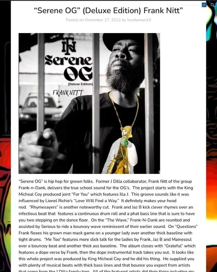 Franknitt's tweet photo. Salute to #mydetroithustledotcom for the write up.. go peep!

@Kingmichaelcoy
#SereneOgDeluxeEdition 
#HipHop
#BoomBap https://t.co/dBUWDeMkOa