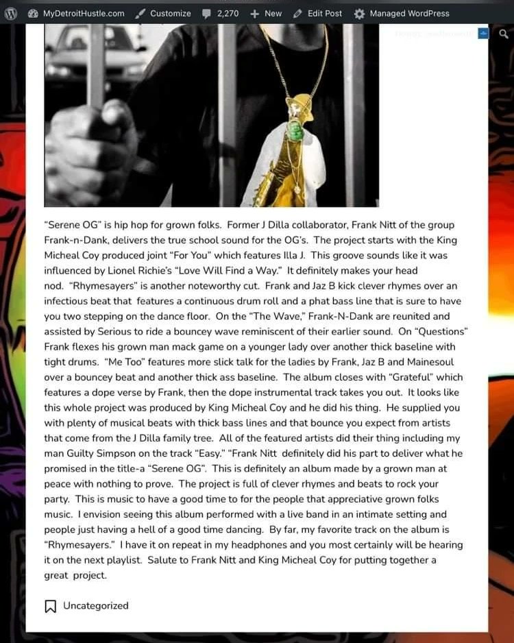Franknitt's tweet photo. Salute to #mydetroithustledotcom for the write up.. go peep!

@Kingmichaelcoy
#SereneOgDeluxeEdition 
#HipHop
#BoomBap https://t.co/dBUWDeMkOa