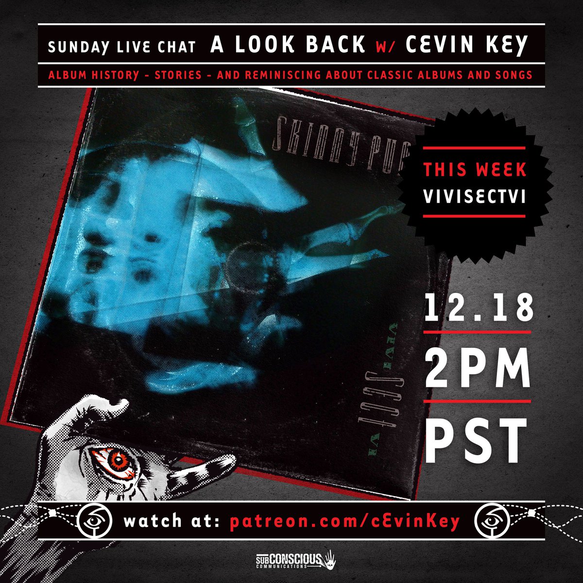 cEvinKey's tweet photo. Sunday Live chat ; A look back : VivisectV1 1988  2pm PST https://t.co/PI8XKS8Ffj