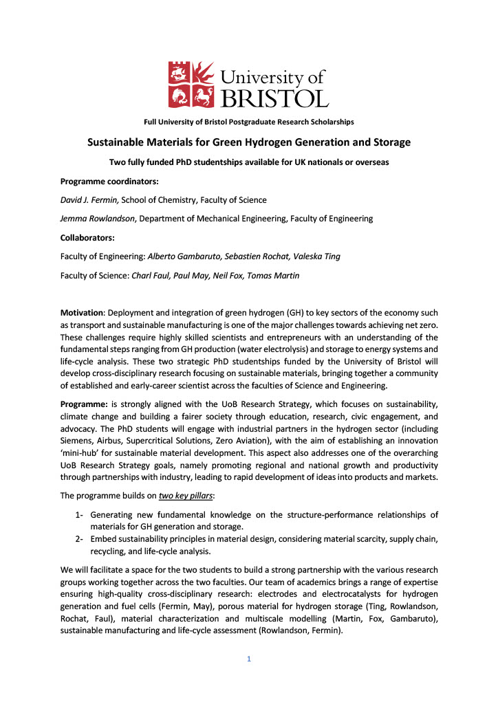 PhdScanner's tweet photo. 📢📢📢#Phdscanner alert
Two rare fully funded #phdpositions focusing on " #sustainablematerials for #greenhydrogen generation and storage" @BristolUni
⏳ Deadline : 15th Feb 2023
Details below 👇:
https://t.co/daqztDw9JW
#sustainability #phdposition #greenenergy #chemistry https://t.co/eTggdyIpDr