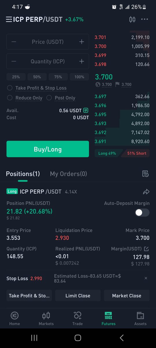 bitcoinr3negade's tweet photo. So close to my profit taking level at $4!! #icp is doing awesome!! #dfinity #icpprice #internetcomputerprice https://t.co/ONMajkUFD2