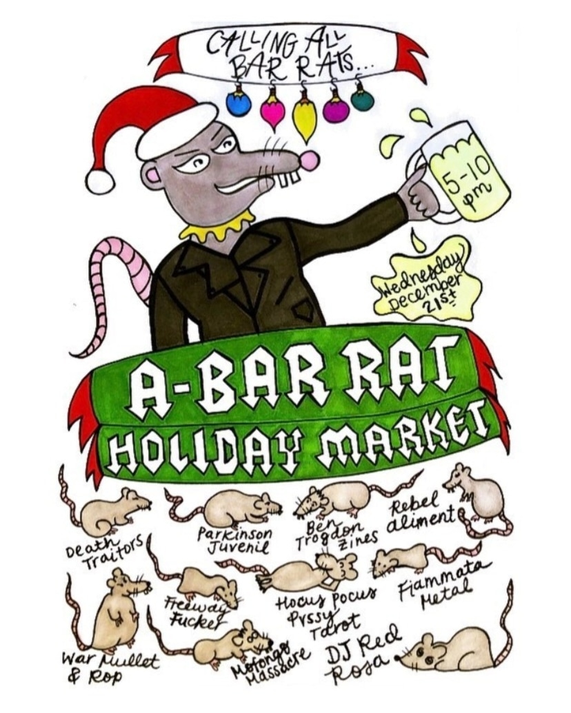 Ropstyle's tweet photo. Last minute Xmas gifts -- The roomie @war_mullet and I are selling some vintage clothing, records, cassettes, magazines, books, pins, patches, etc this Wednesday, December 21st at A Bar, 597 Manhattan Avenue in Greenpoint from 5-10pm. https://t.co/qCg0tUs0V5
