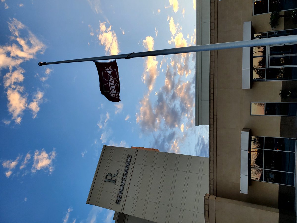 Really cool gesture by the Renaissance in Baton Rouge. State flag at half-mast to honor Mike Leach. <a href="/ScoutSteveR/">Steve Robertson</a> 
#RIPMikeLeach