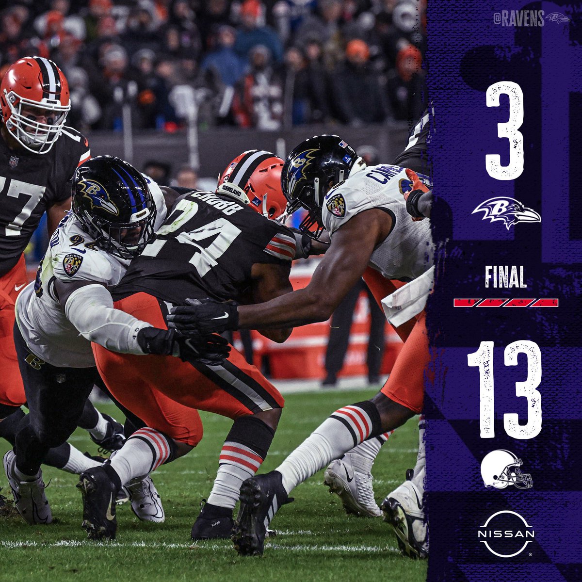 Ravens's tweet photo. Final in Cleveland. https://t.co/anHoevdbtB