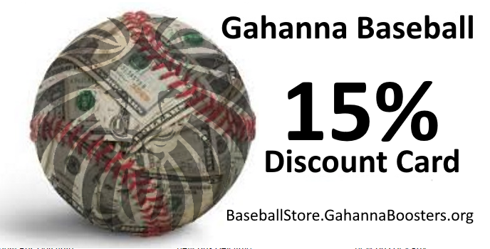 2023 Gahanna Lincoln Baseball Discount Cards are HERE! ONLY $15 = GET YOURS TODAY! BaseballStore.GahannaBoosters.org = USPS
Need it fast text 614-477-6983 to schedule pick up. 
The cards are sponsored by local businesses that offer the card holder a 15% discount on their purchase.