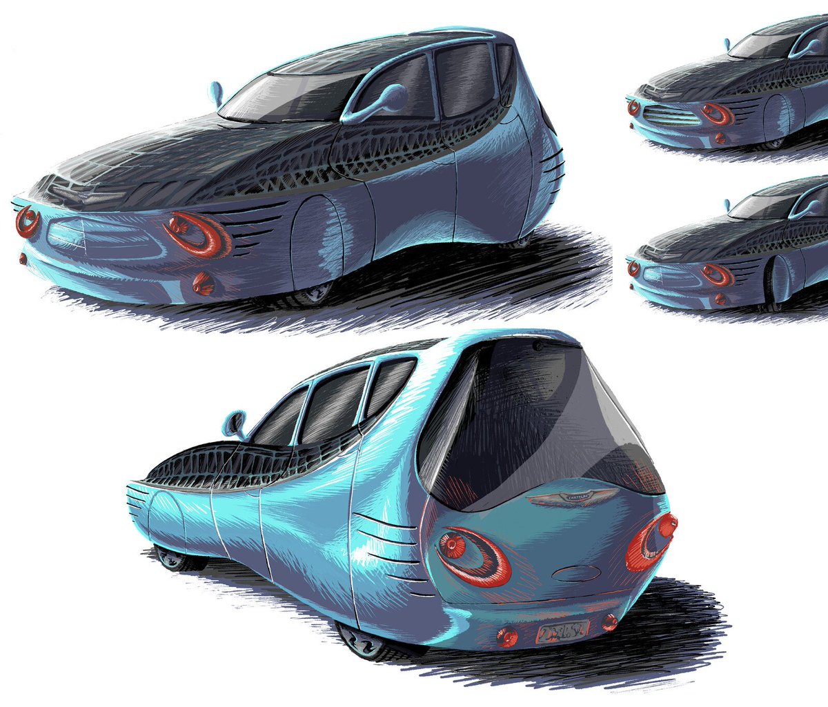 jonathanmalski's tweet photo. Redesigned the Chrysler PT Cruiser for my Senior Thesis Project
.
Focused on creating it for the future w/out losing the retro styling inspiration, as well as sustainability
.
Check out the project here: https://t.co/4pQpoVMPHD
.
#art #Procreate #chrysler #cardesign #Blender3d https://t.co/YujkcMxy9F