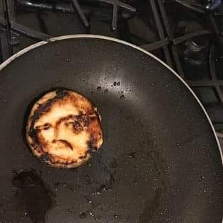 Aron_Ra's tweet photo. Someone just notified me that I have begun appearing on pancakes! https://t.co/p3Ts5czHqd