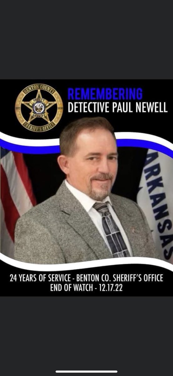 Unfortunately, another tragedy has hit our Arkansas Law Enforcement Community. Prayers to the Benton County Sheriff’s Office as well as Detective Newell’s family and friends.