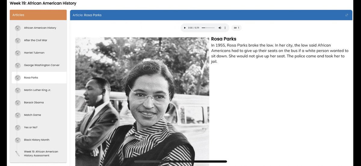 FLFreedomRead's tweet photo. We are seeing the impacts of the “age appropriate” language in the African American History standard added by HB7. Our current 1st graders received a lesson this year on Rosa Parks that had more context in the text than the lesson they will have in 4th grade w/the new curriculum. https://t.co/yE4HpGxcfi