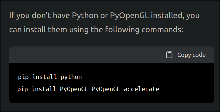 Sentdex's tweet image. ChatGPT: Just pip install python!