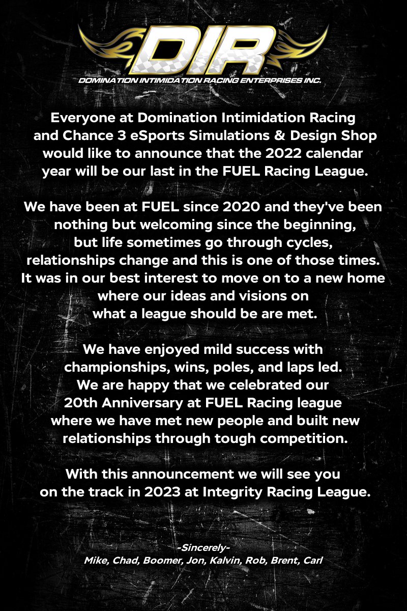 Domination Intimidation Racing Enterprises Inc.™ (@direnterprises) on Twitter photo 