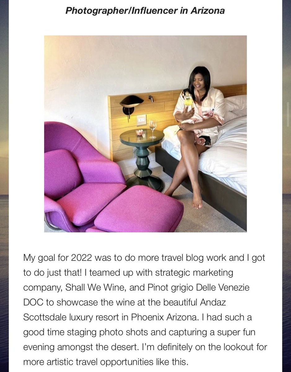 Chiataglance 2022 Recap article coming soon! One of my highlights was doing a #collaboration with <a href="/ShallWeWineChi/">ShallWeWine</a> at a beautiful luxury resort in #Arizona. #Blogger