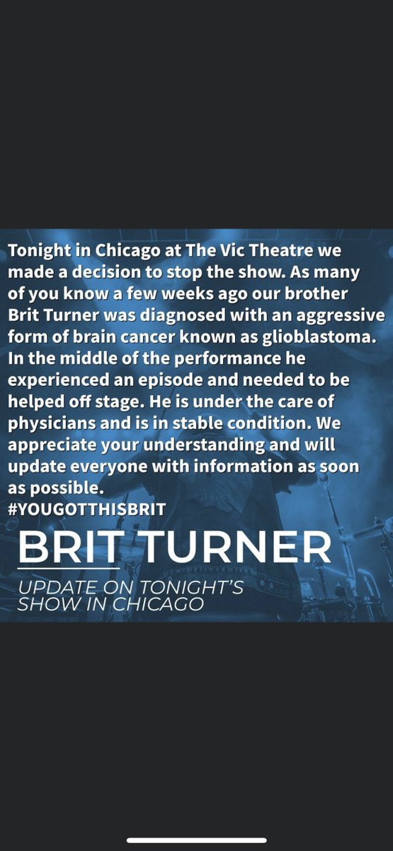 JoniKni56808241's tweet photo. @blackberrysmoke Brit Turner, the drummer is in need of our prayers. He’s such a great guy & big supporter of children with cancer. 🙏 https://t.co/yc0lFCd3aG