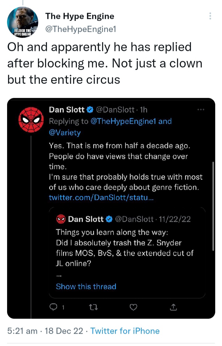 __BatOfGotham's tweet photo. @DanSlott @TheHypeEngine1 @Variety Quite a bitch move to reply after blocking a guy but I don't expect anything else from you https://t.co/OL91oBKNFA