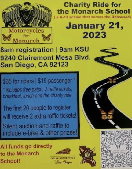 #sandiego #california - Jan. 21

#indianmotorcycle #motorcycles #charity #charityevent #fundraiser #monarchschool 
#thebikerbookforcharity