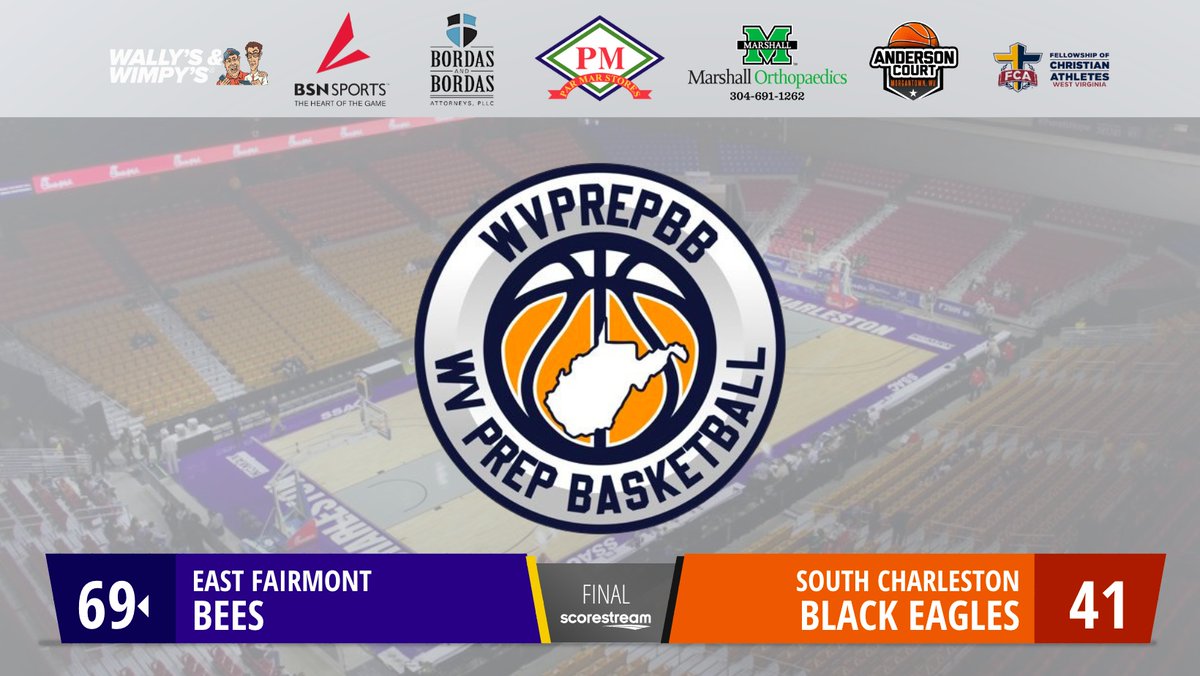 Boys Varsity Basketball: The East Fairmont High School Bees defeat the South Charleston High School Black Eagles 69 to 41
#ScoreStream