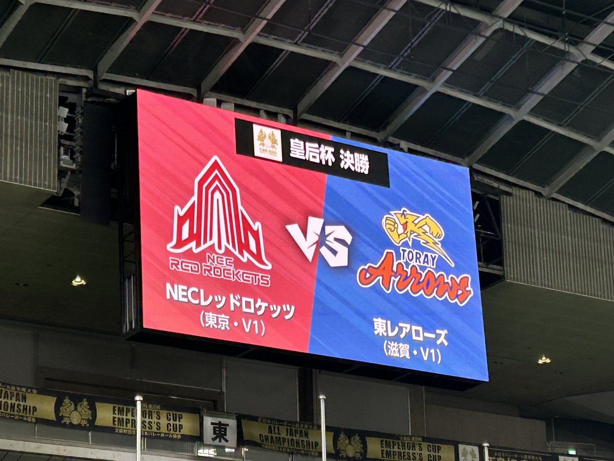 shonan2009's tweet photo. 皇后杯、決勝🏐
#皇后杯
#皇后杯バレーボール
#NECレッドロケッツ 
#redrockets
#東レアローズ
#バレーボール 
#バレーボール女子
#東京 #東京体育館
#japan #tokyo
#volleyball #womenvolleyball https://t.co/wSsY4GtzsB