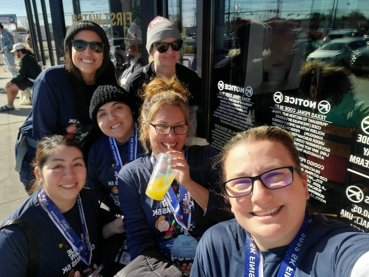 ClarkAngieCE's tweet photo. We’re not just the Kindergarten Team- we’re also friends and #BetterTogether in good times and bad times, hot weather and cold weather 😁🥶Love these ladies. #ceroars #castleberryisd #charliebrown5k #iteachkindergarten #kempdonttweetlol https://t.co/qI6N03R6eL