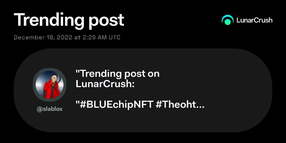 gordy_norman's tweet photo. Trending post on LunarCrush:

"Trending post on LunarCrush:

"#BLUEchipNFT #Theohtanis #NFT #PFP #TOKENgated #NFTCollections #OG 's &amp; #Samarias #NFT #NFTS #NFTartist #NFTCommmunity ..." via @slablox

Top asset mentions
$ftt

https://t.co/Jw2mUUZ29K https://t.co/IV6GDcDK3O