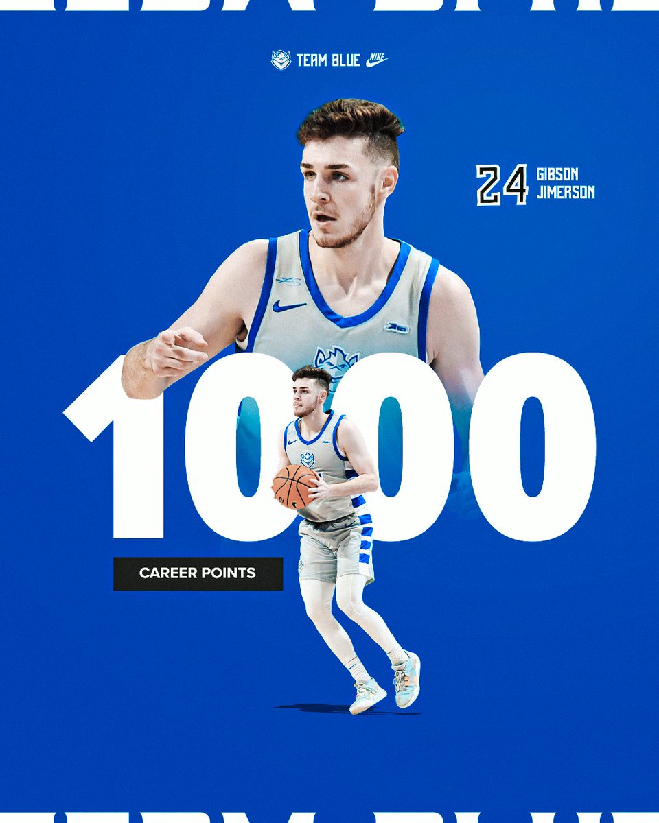 𝗠𝗶𝗹𝗲𝘀𝘁𝗼𝗻𝗲 𝗥𝗲𝗮𝗰𝗵𝗲𝗱 📈 Gibson Jimerson has scored 1000 career points! #TeamBlue #WinTheDay