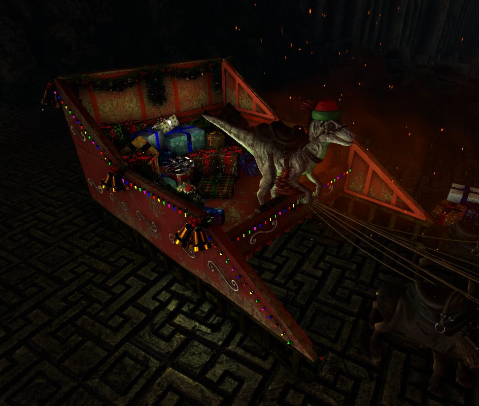 Shezzylala's tweet photo. Thanks @Jamescg12 for hosting a fun Holiday ARK event!
I had an absolutely amazing time with Randi's Christmas  Mod &amp; Eco's RP Decor making gingerbread villages &amp; even Raptor Claws. These modders are incredible
(more pics in comments)

#survivetheARK @ComplexMinded @ecoModsGames https://t.co/5afLwn1IIq