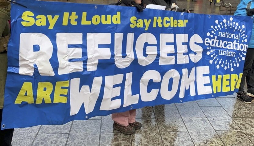 #SayltLoudSayItClear #RefugeesWelcome Here 

No one risks their life unless they are running from unimaginable dangers #SafeRoutesNow

#Care4Calais 
@CityofSanctuary
#TogetherWithRefugees #RefugeeTogether 
@RefugeeTogether
#opentheborders
@AntiRacismDay
#AntiRacismDay
