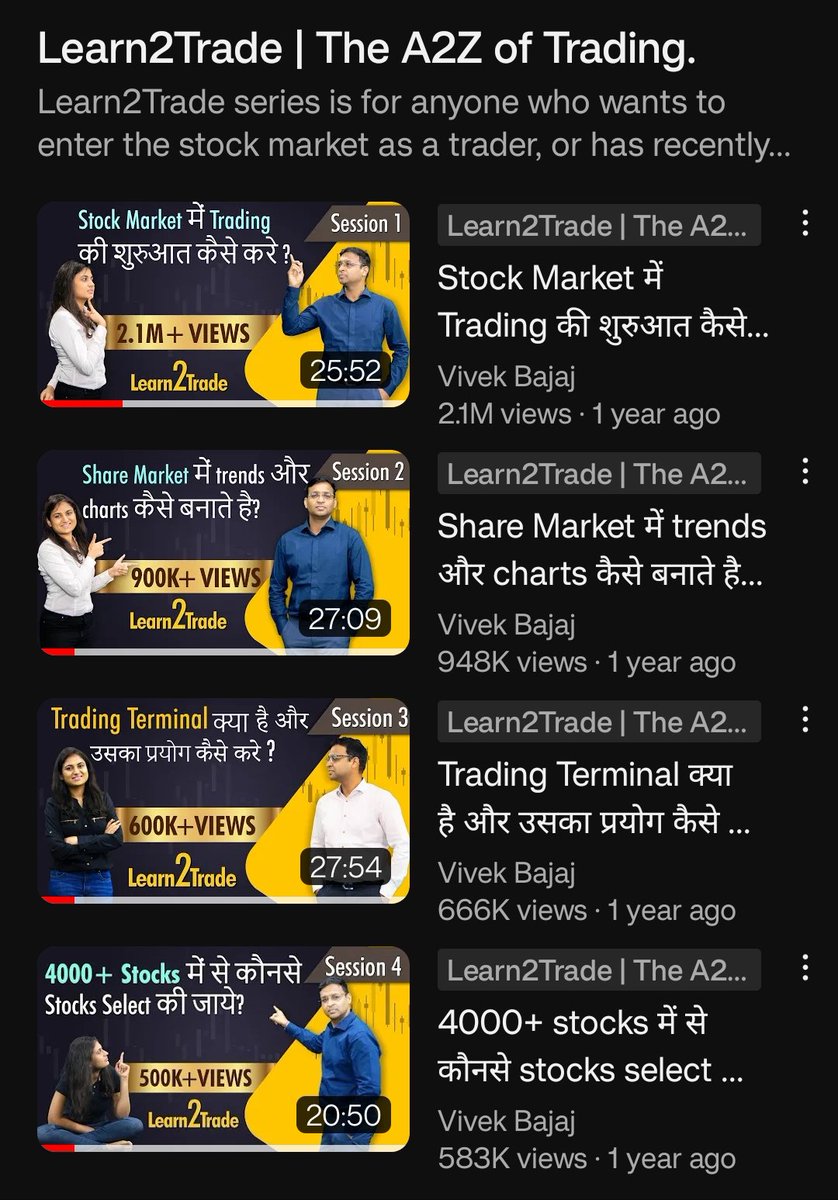 vivbajaj's tweet photo. Top stock market playlists from my personal youtube channel with over 40 million views.
#Learn2Trade
#Learn2TradePro
#Learn2Invest
#StockMarketEdge
Everything that I know and I will know is here.
#sharingiscaring
Retweet and share.
https://t.co/3cOiQauqZ5 https://t.co/w9f2l6eKxf